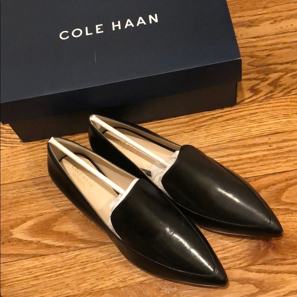 Cole Haan Brie Skimmer Black Leather Flats…
